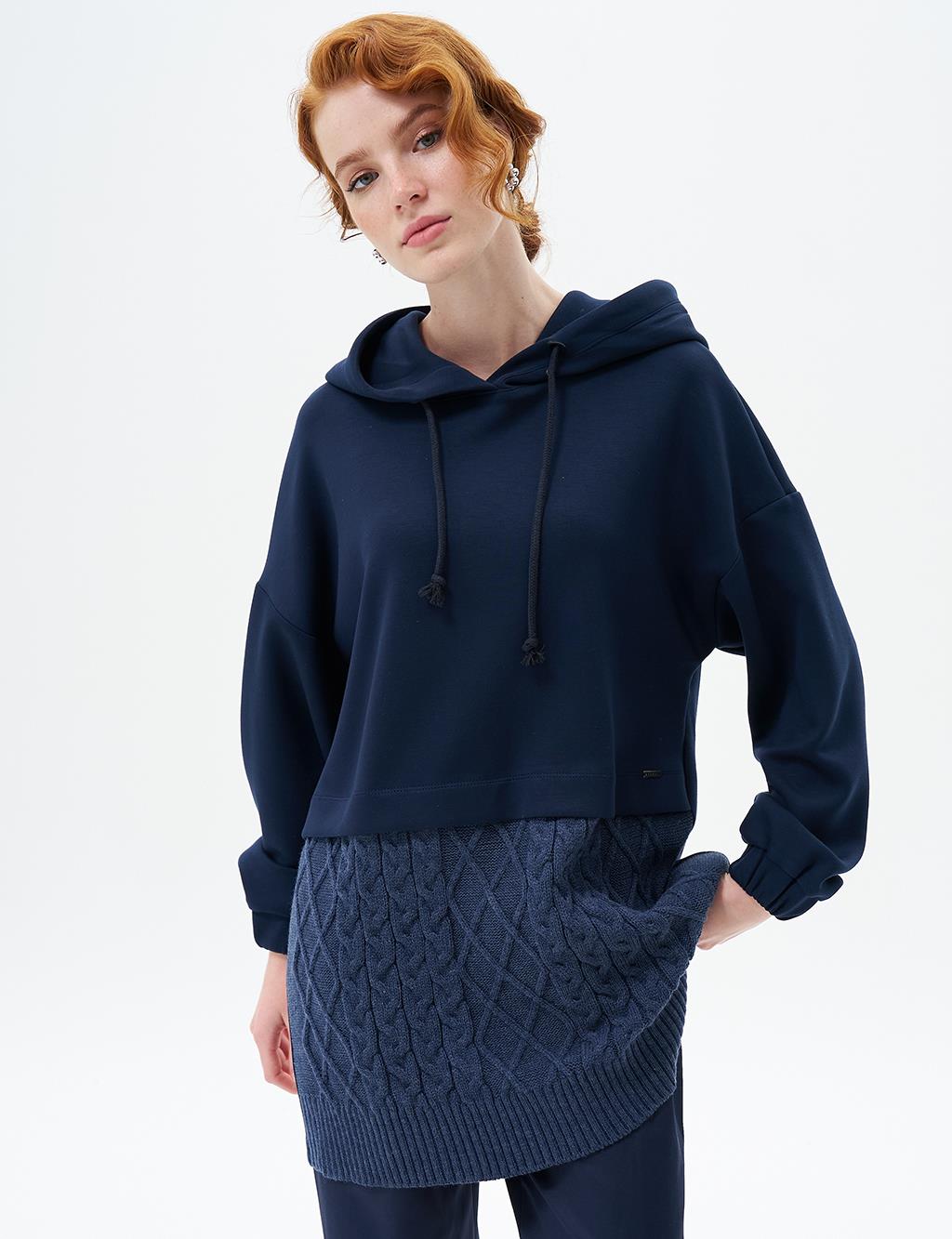Triko Garnili Sweatshirt Koyu Lacivert