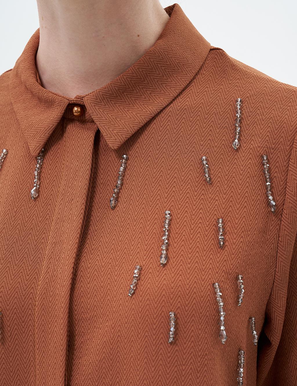 Stone-Embroidered Chic Tunic Tobacco