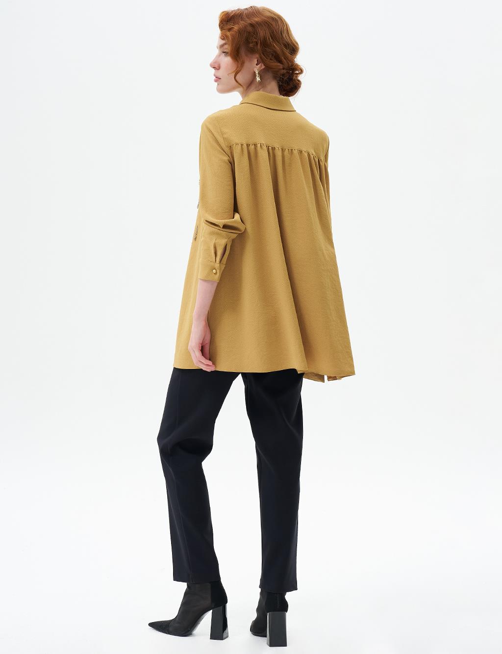 Stone Embroidered Chic Tunic Mustard