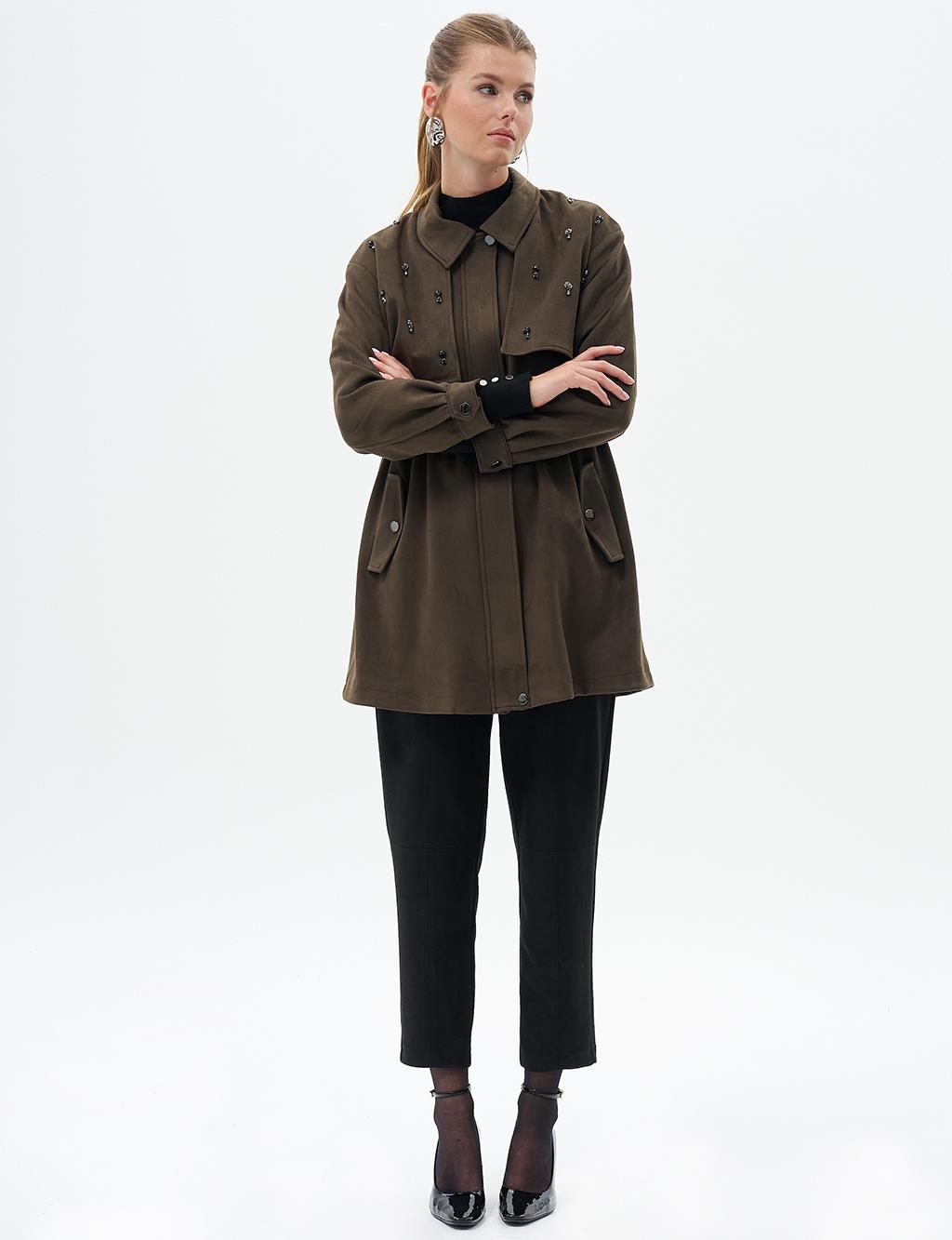 Suede jacket khaki deals
