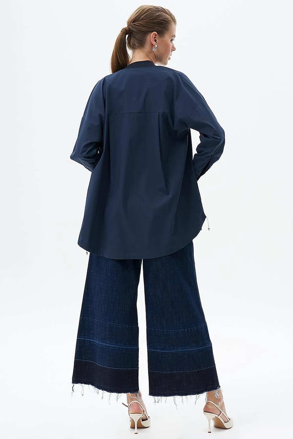 Paçası Eskitmeli Denim Pantolon Lacivert