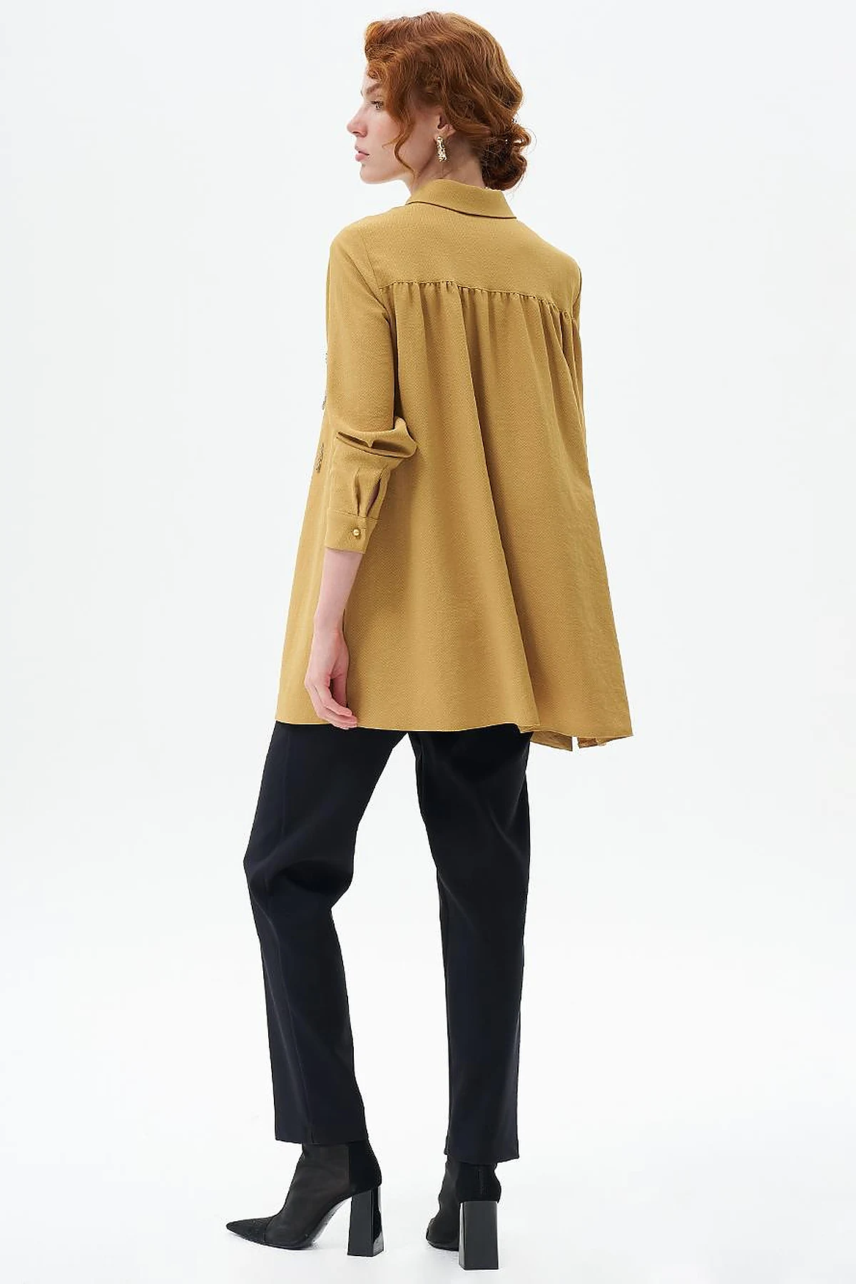 Stone Embroidered Chic Tunic Mustard