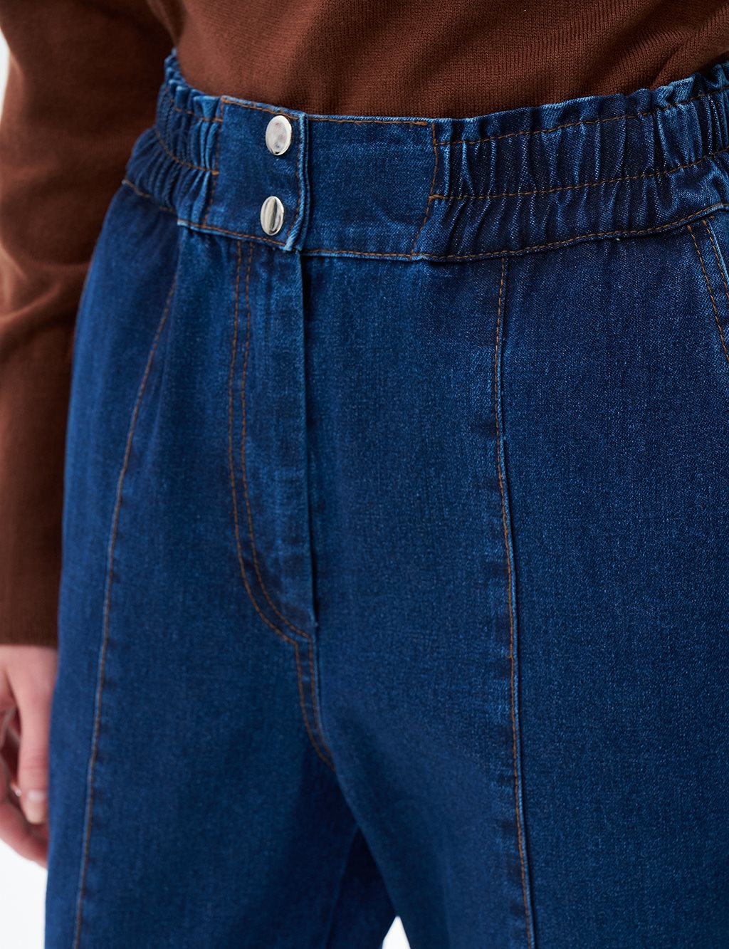 Paçası Fermuarlı Denim Pantolon Lacivert