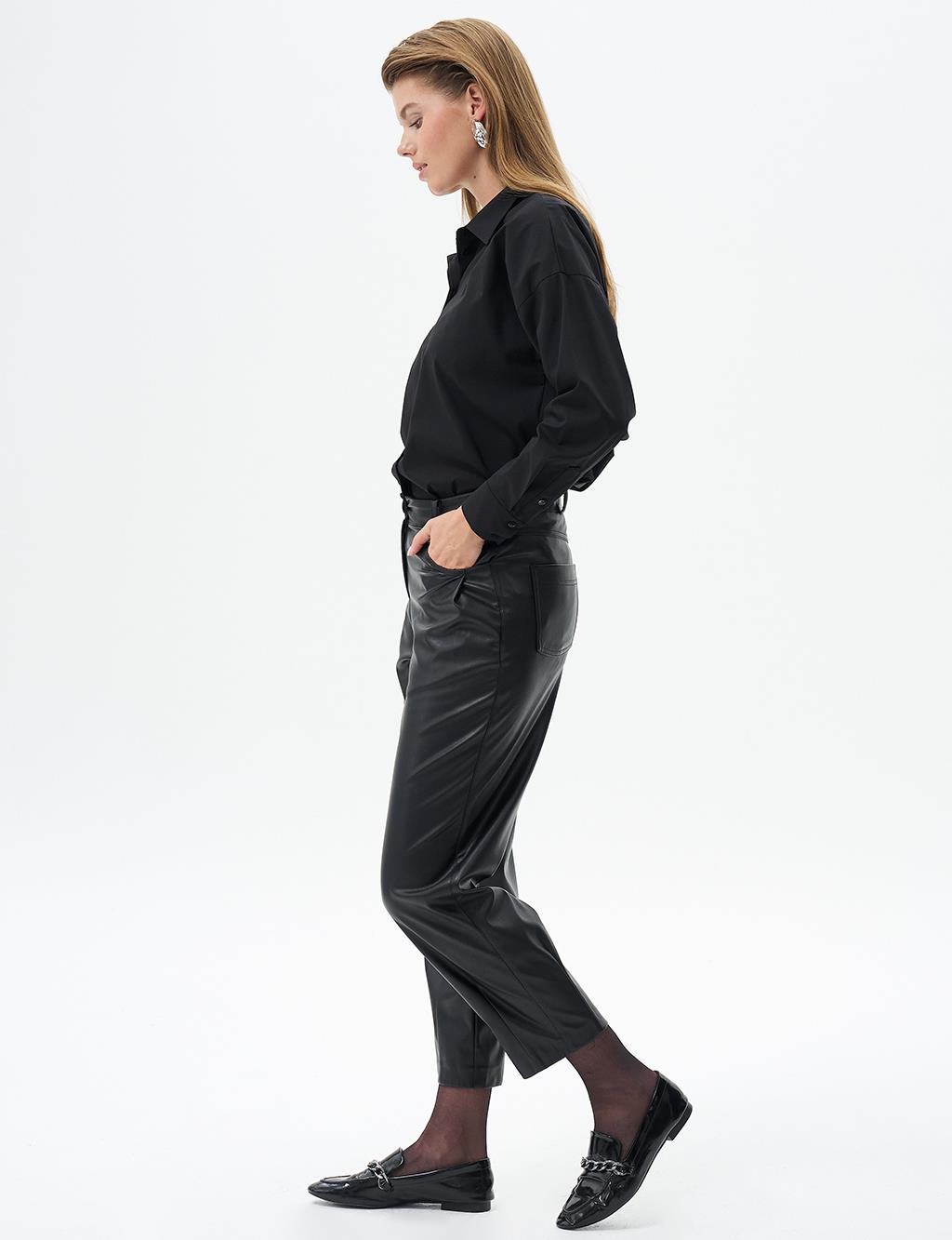 Faux Leather Pants Black