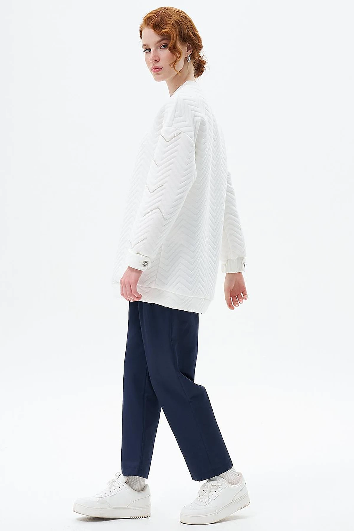 Stone-Embellished Cotton Sweatshirt Optic White
