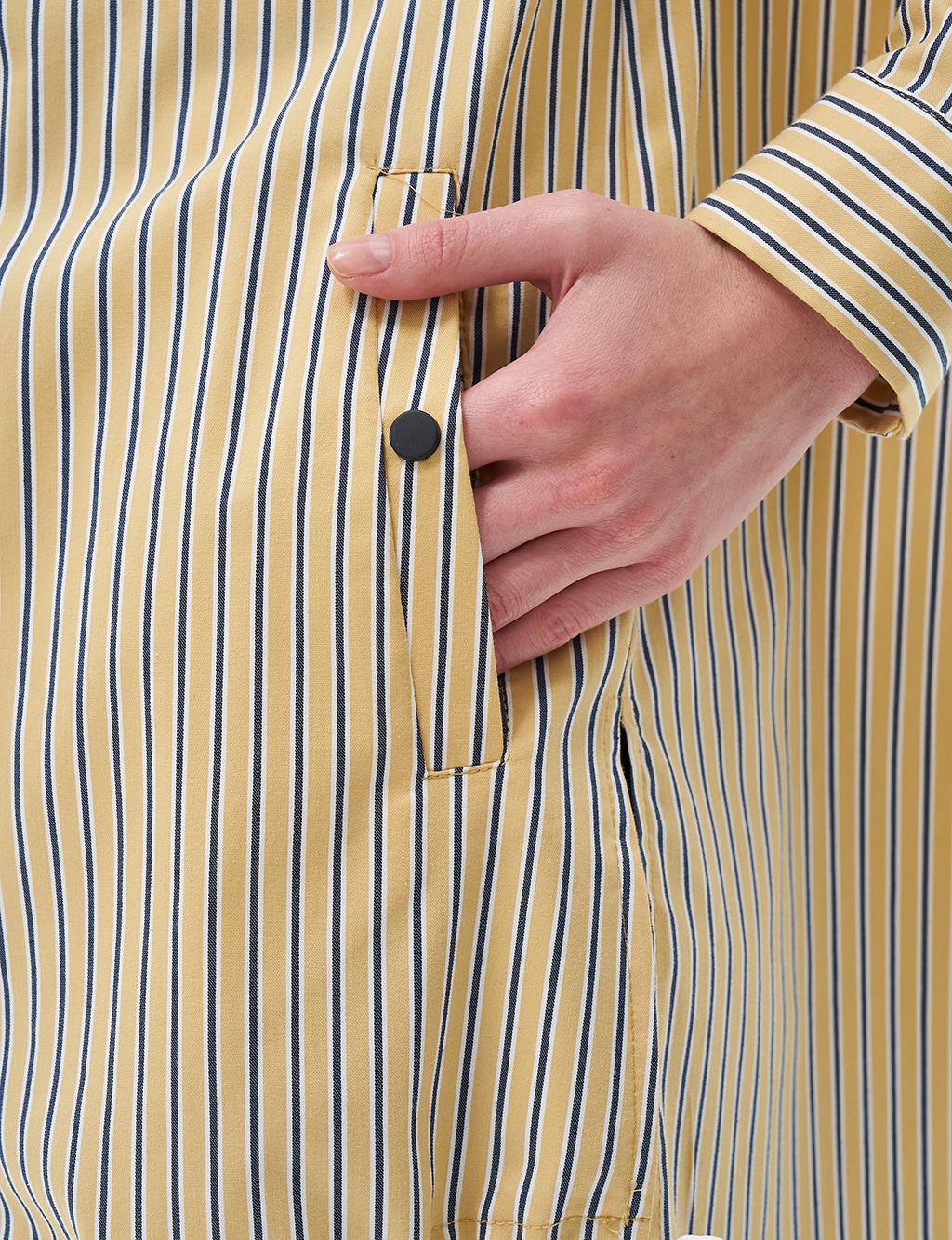Snap-Flip Stand Collar Poplin Tunic Yellow