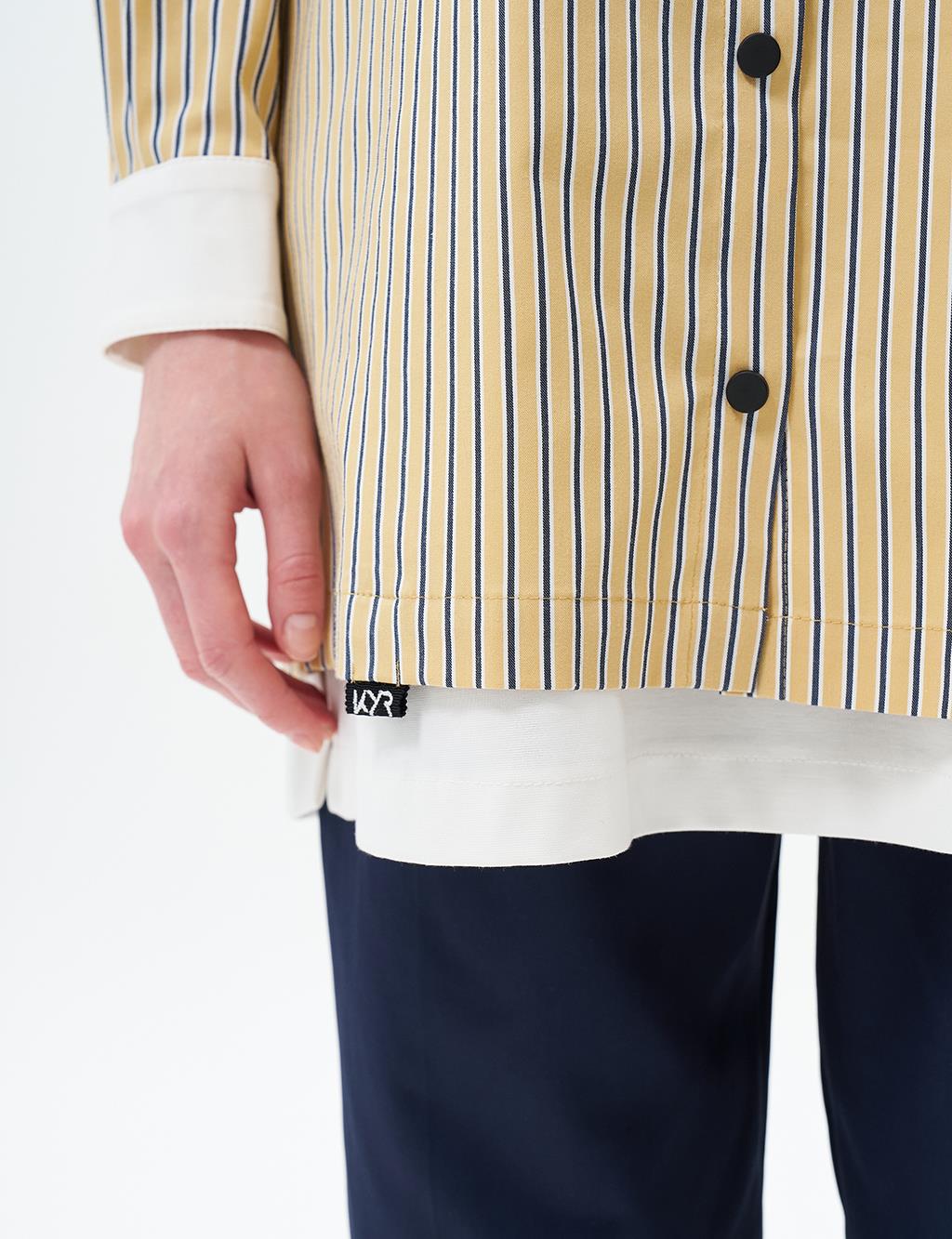 Snap-Button Shirt-Detail Poplin Tunic Yellow