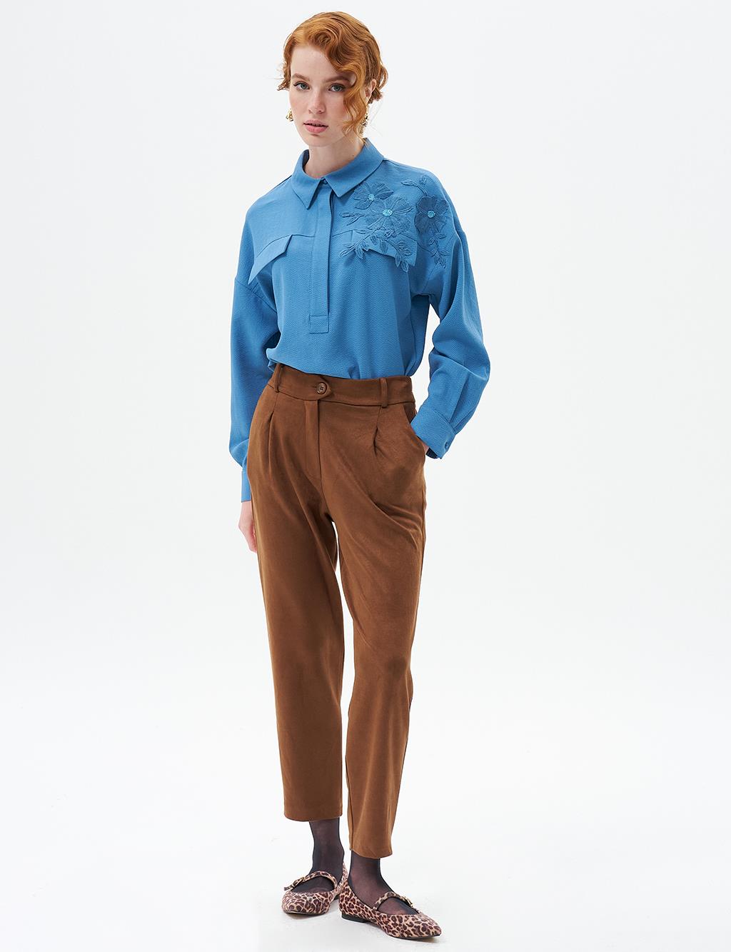Carrot Cut Suede Pants Coffee