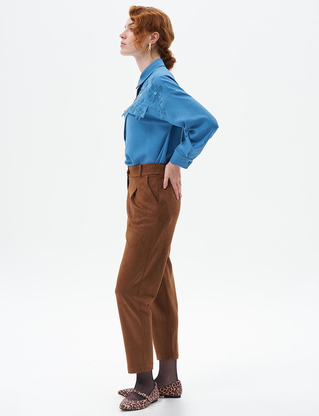 Carrot Cut Suede Pants Coffee