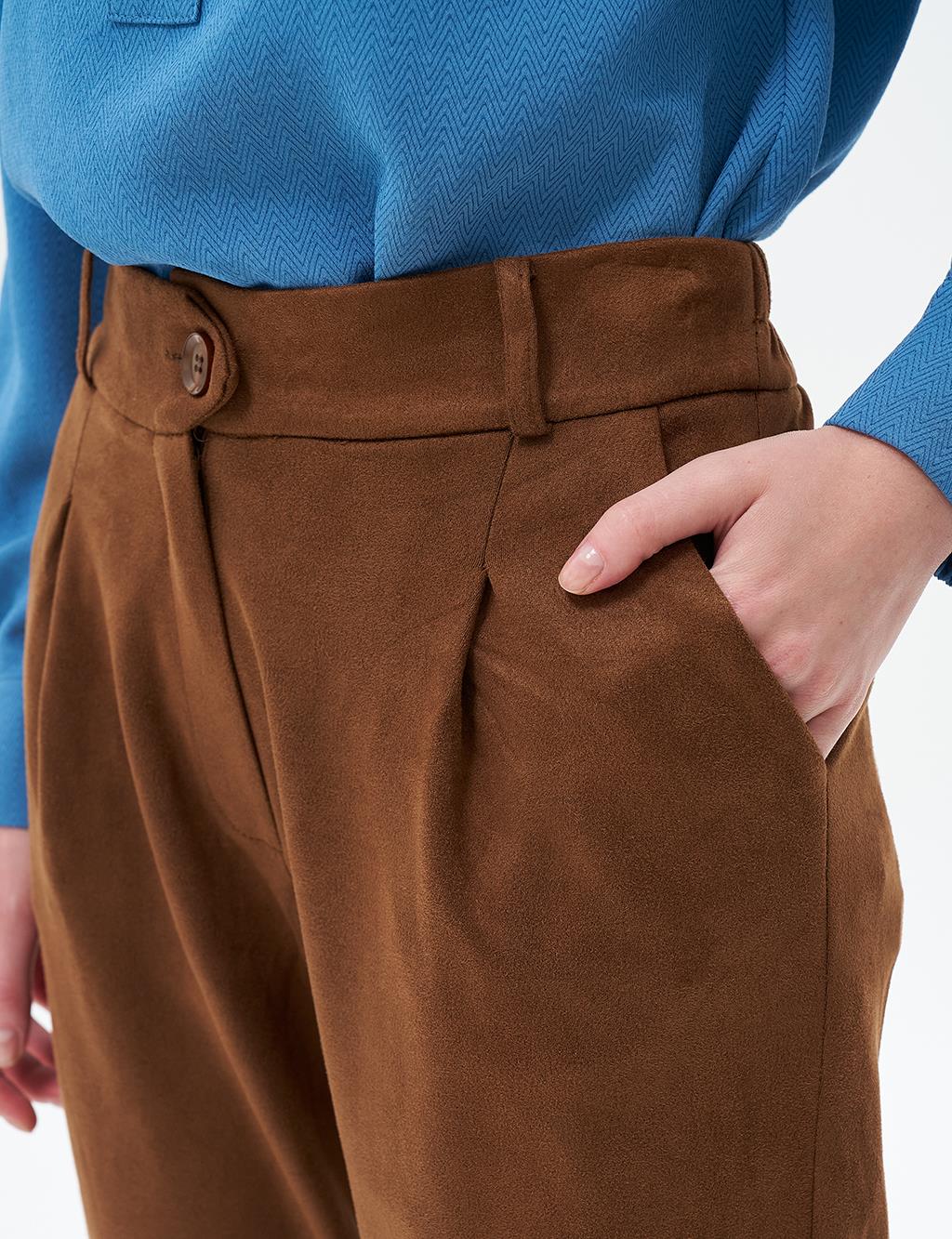 Carrot Cut Suede Pants Coffee