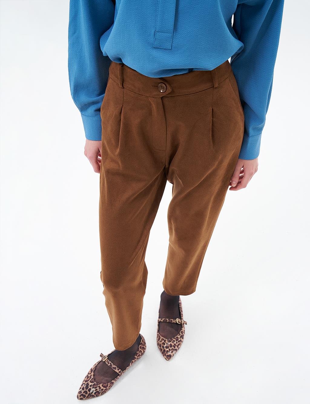 Carrot Cut Suede Pants Coffee