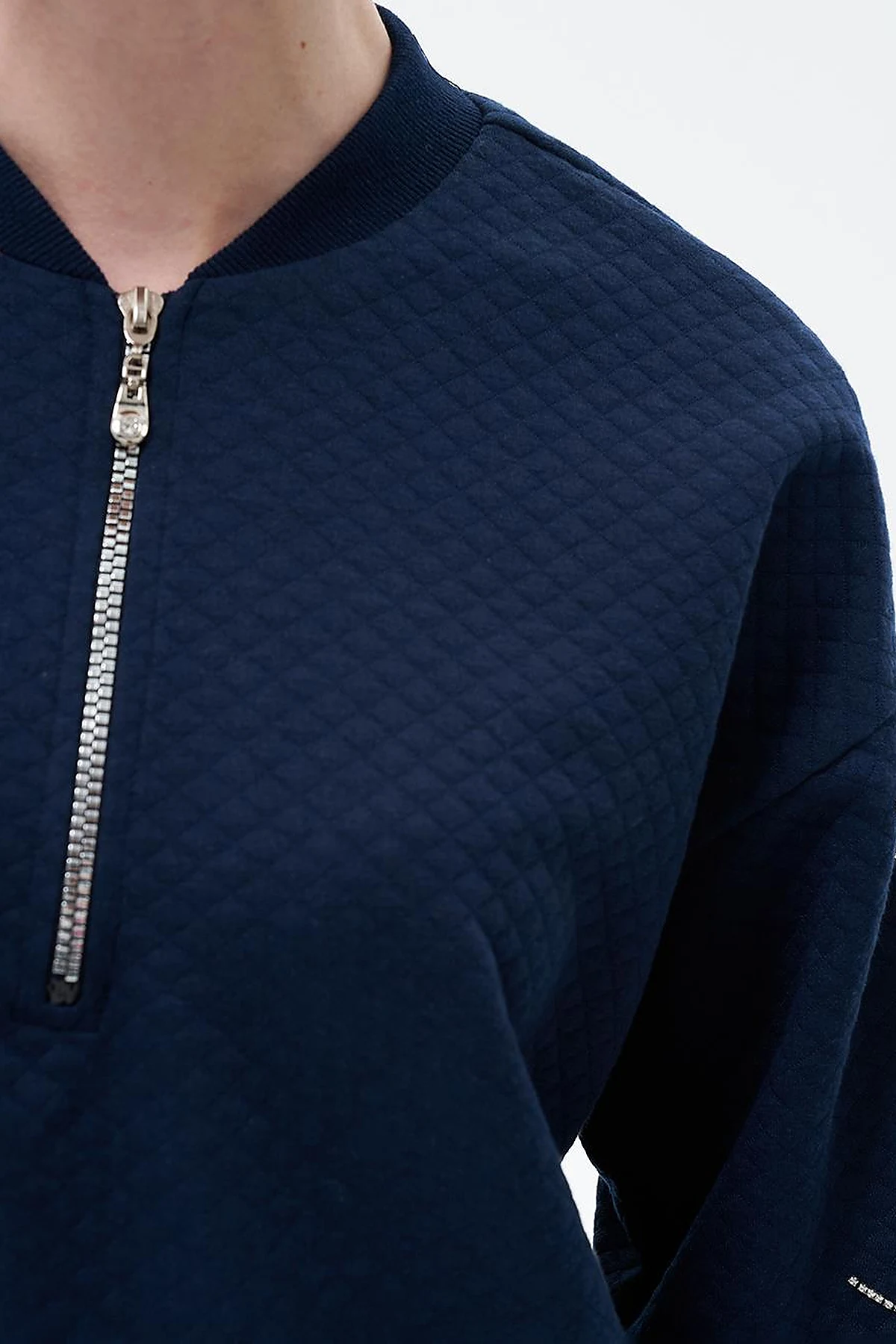 Taş İşlemeli Pamuklu Sweatshirt Koyu Lacivert