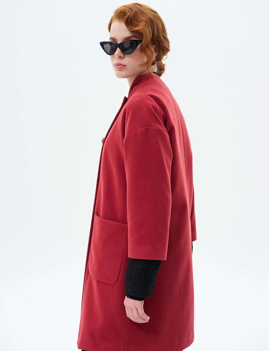 Three Quarter Sleeve Cashmere Coat Pomegranate Flower