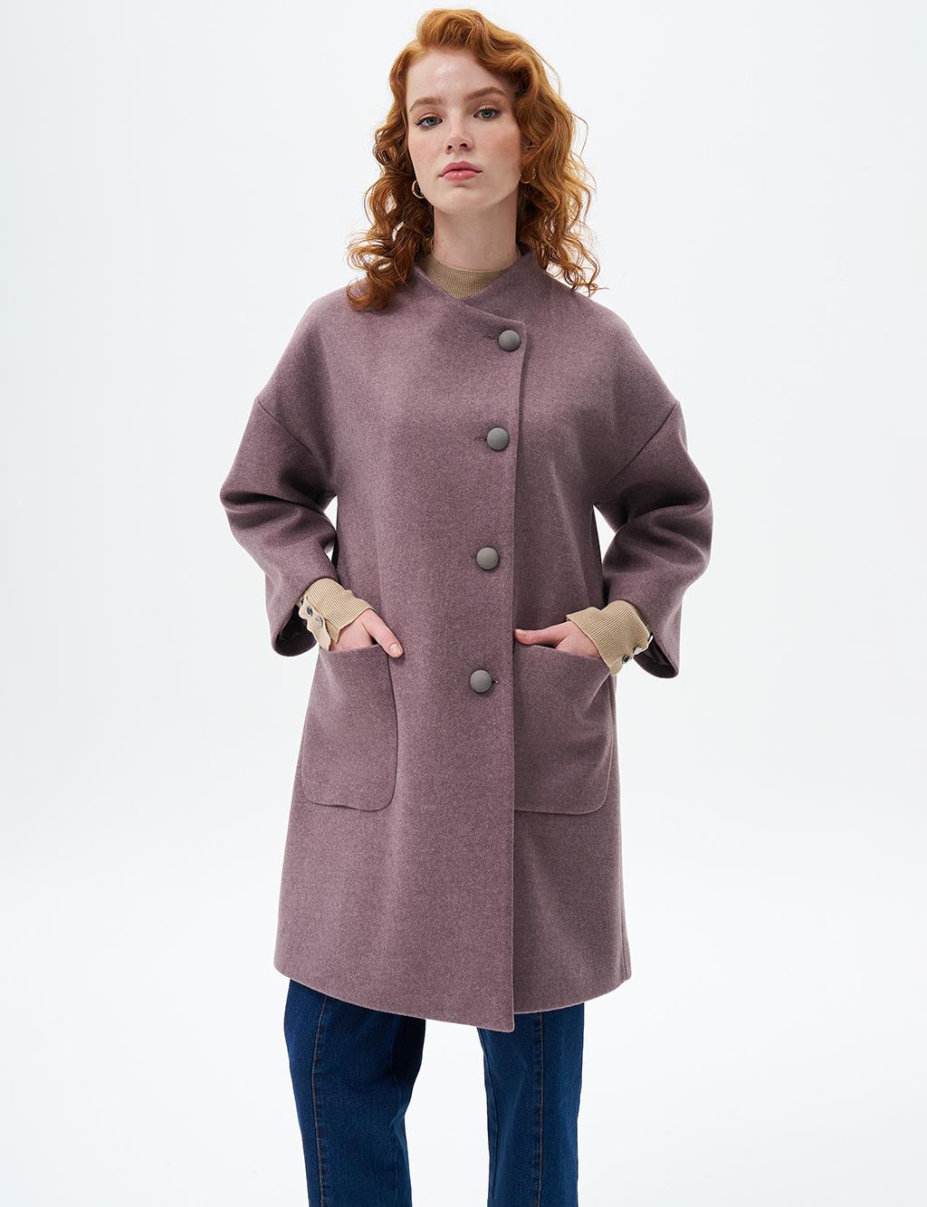 Three Quarter Sleeve Cashmere Coat Desert Brown