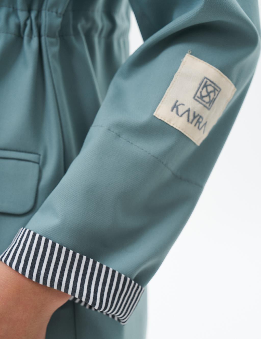 Waist Detailed Jacket with Flap Pocket Nefti