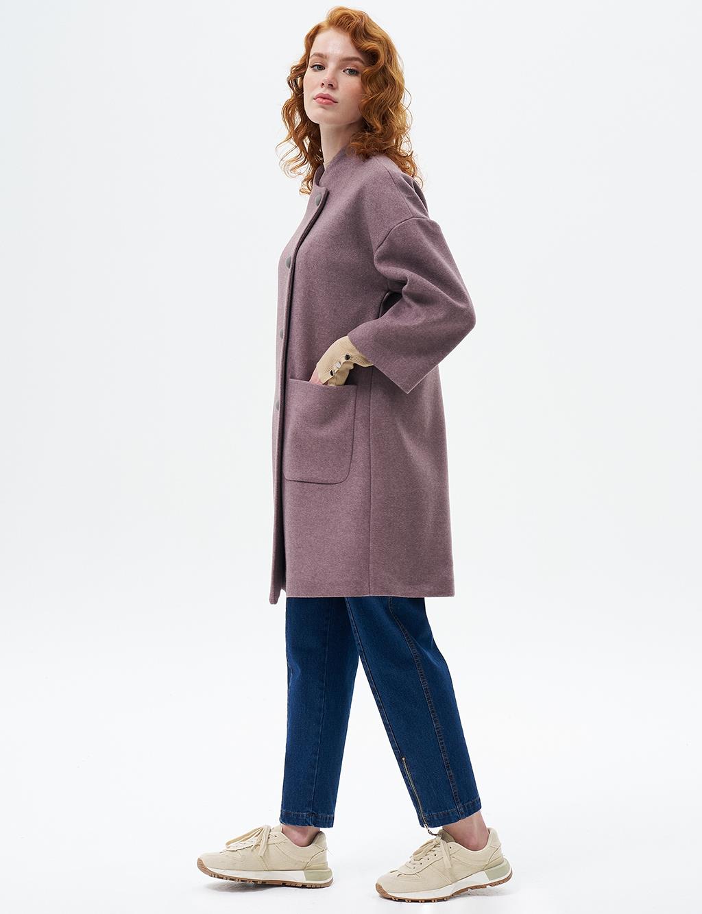 Three Quarter Sleeve Cashmere Coat Desert Brown