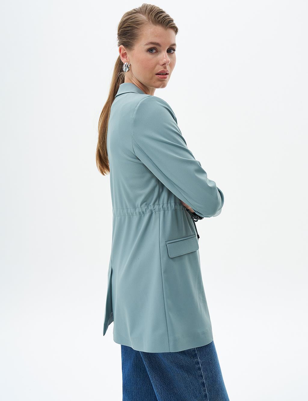 Waist Detailed Jacket with Flap Pocket Nefti