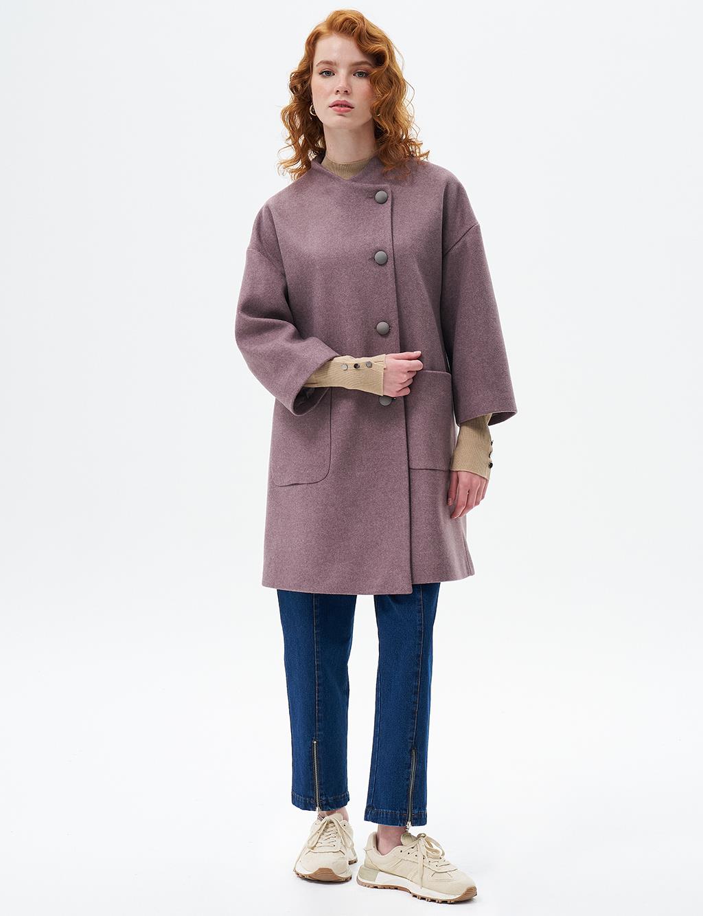 Three Quarter Sleeve Cashmere Coat Desert Brown