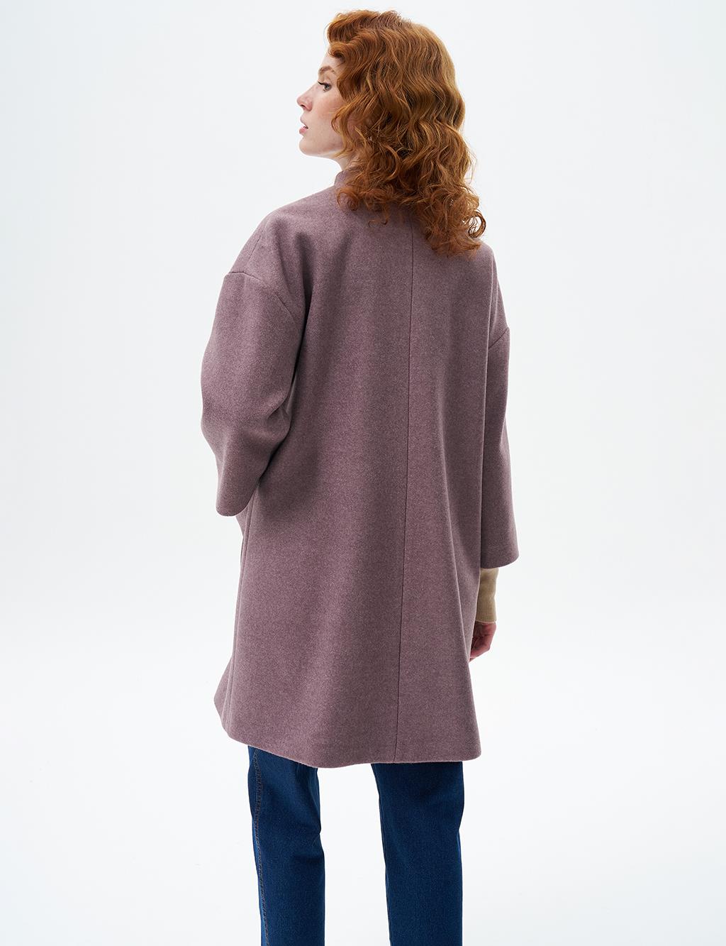 Three Quarter Sleeve Cashmere Coat Desert Brown