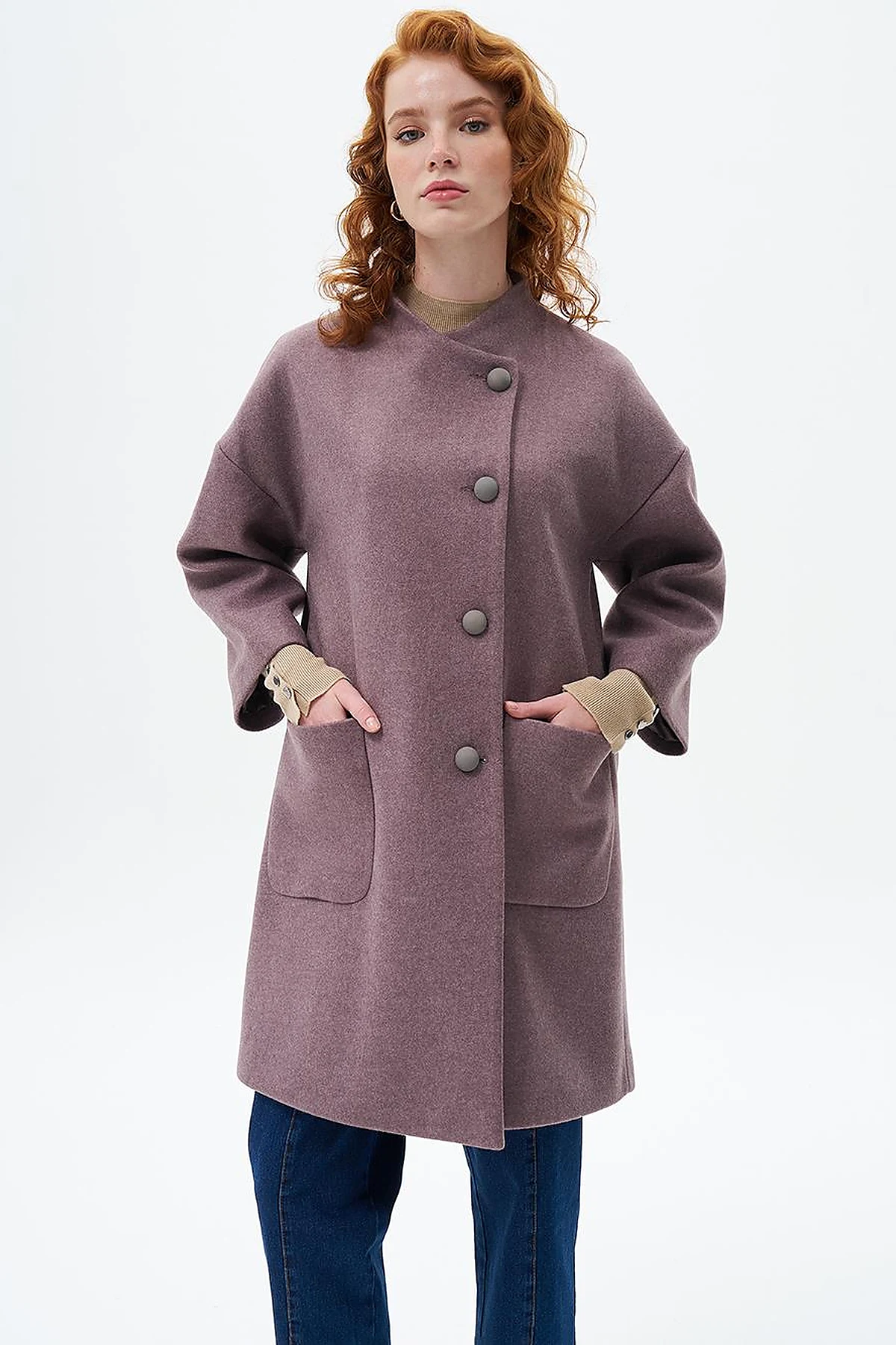 Three Quarter Sleeve Cashmere Coat Desert Brown