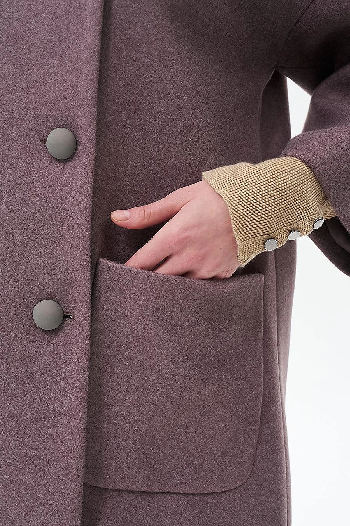 Three Quarter Sleeve Cashmere Coat Desert Brown