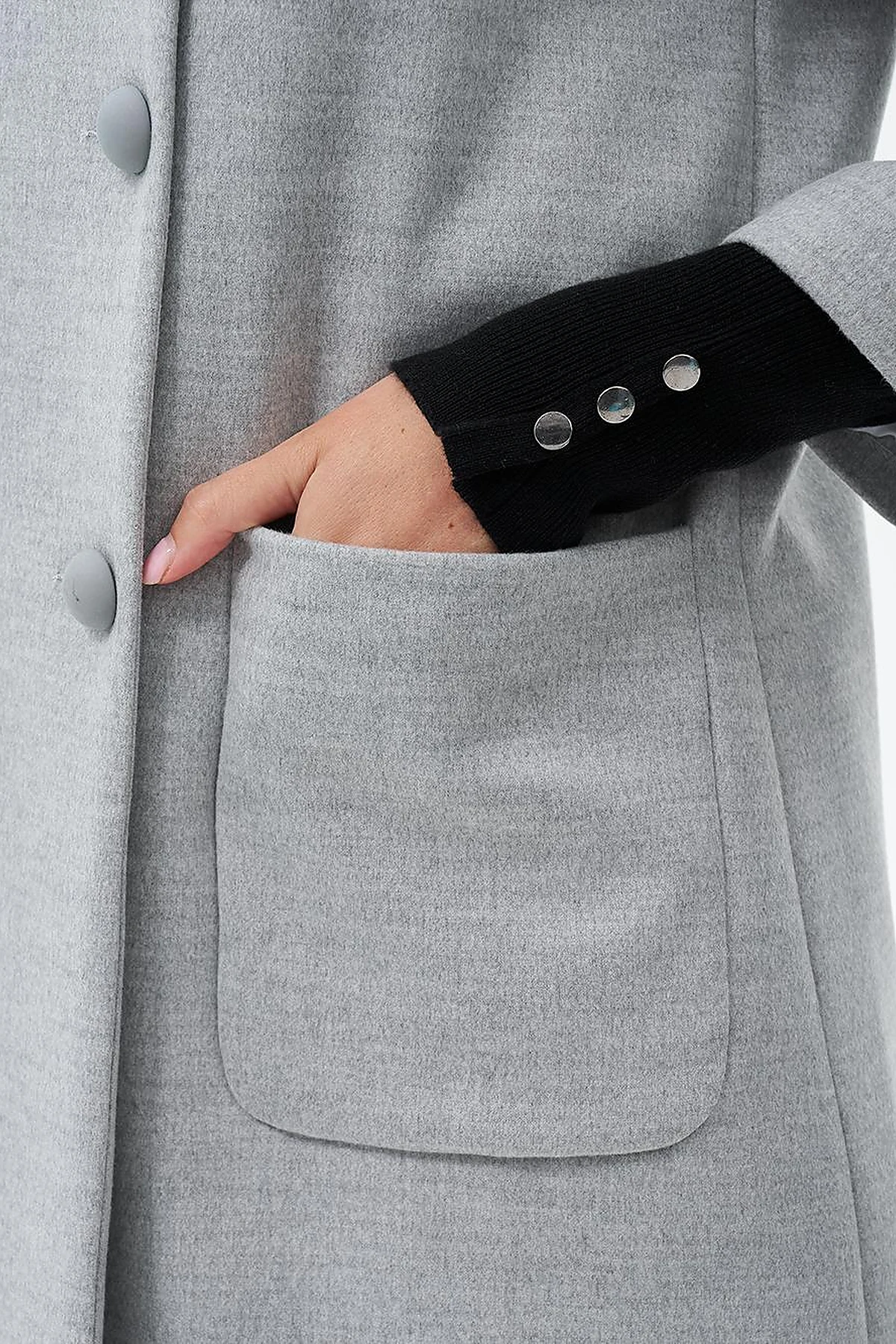 Three Quarter Sleeve Cashmere Coat Light Gray