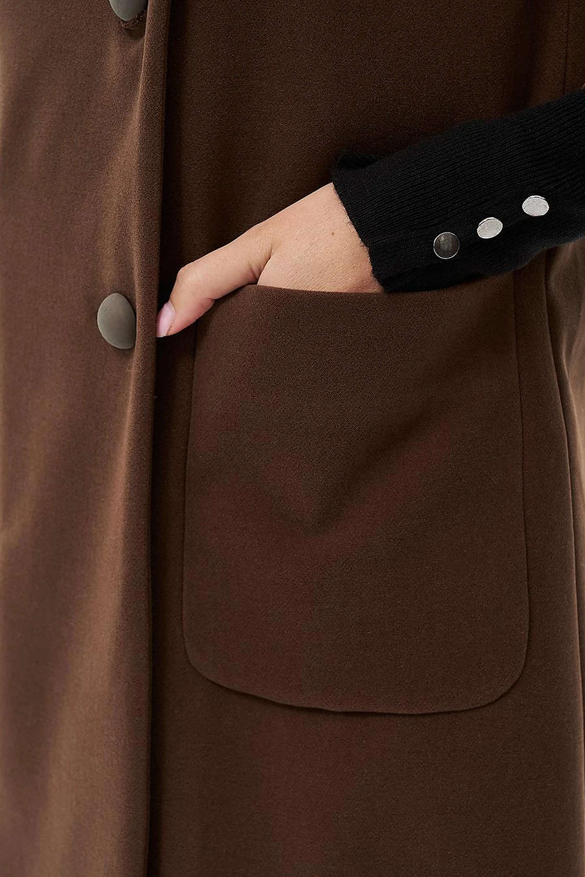 Three Quarter Sleeve Cashmere Coat Coffee
