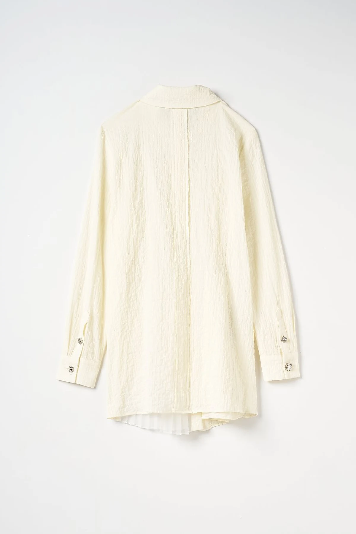 Stone Detailed Embossed Blouse Ecru