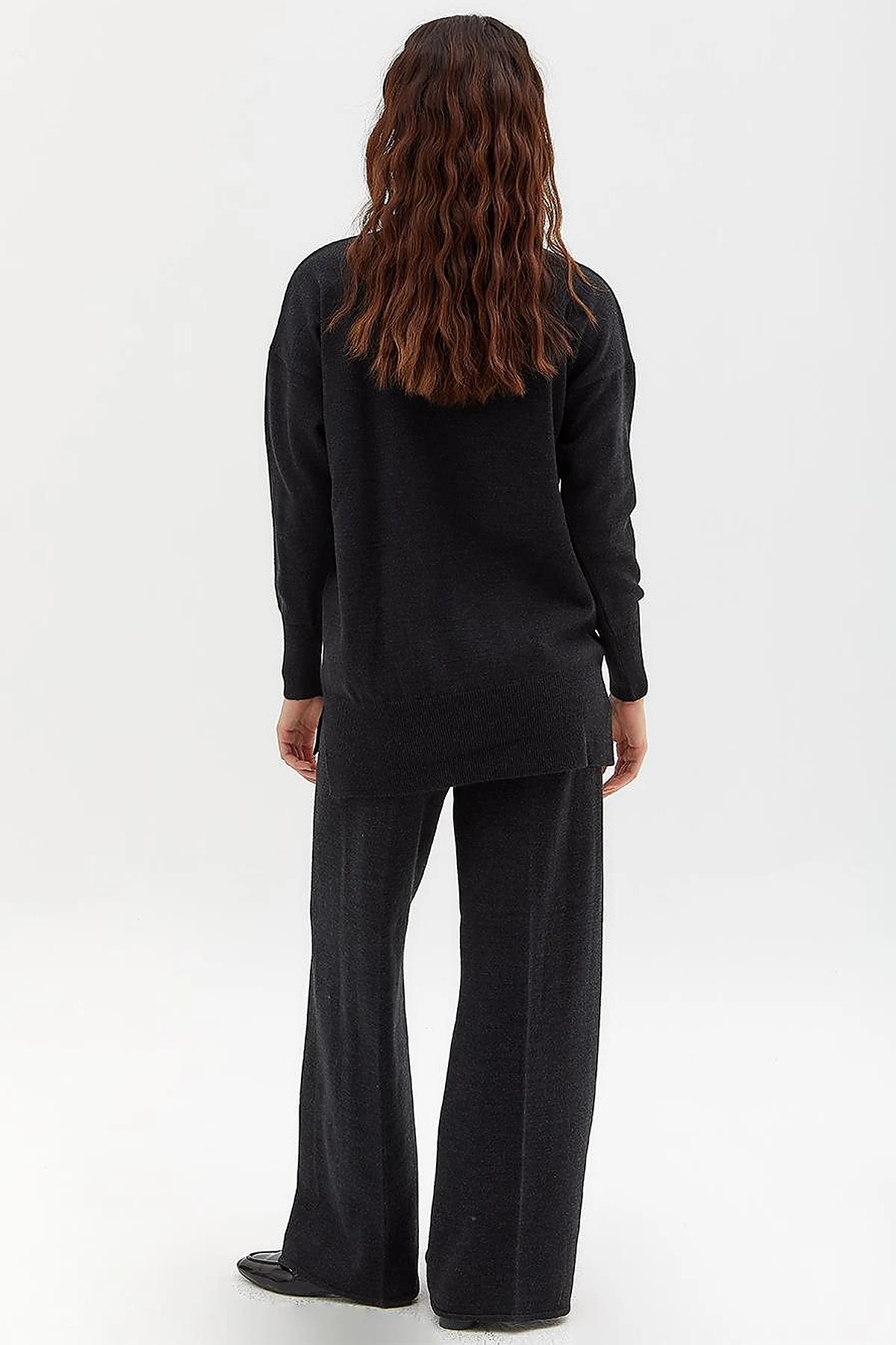 Knit Tunic with Stitch Details Black