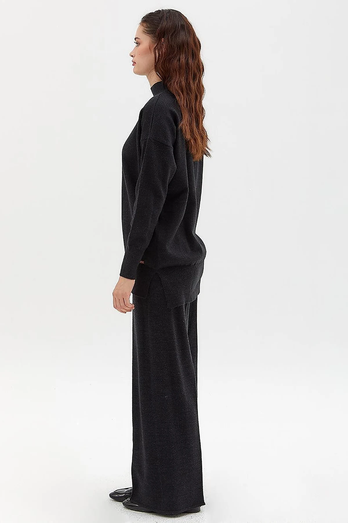 Knit Tunic with Stitch Details Black