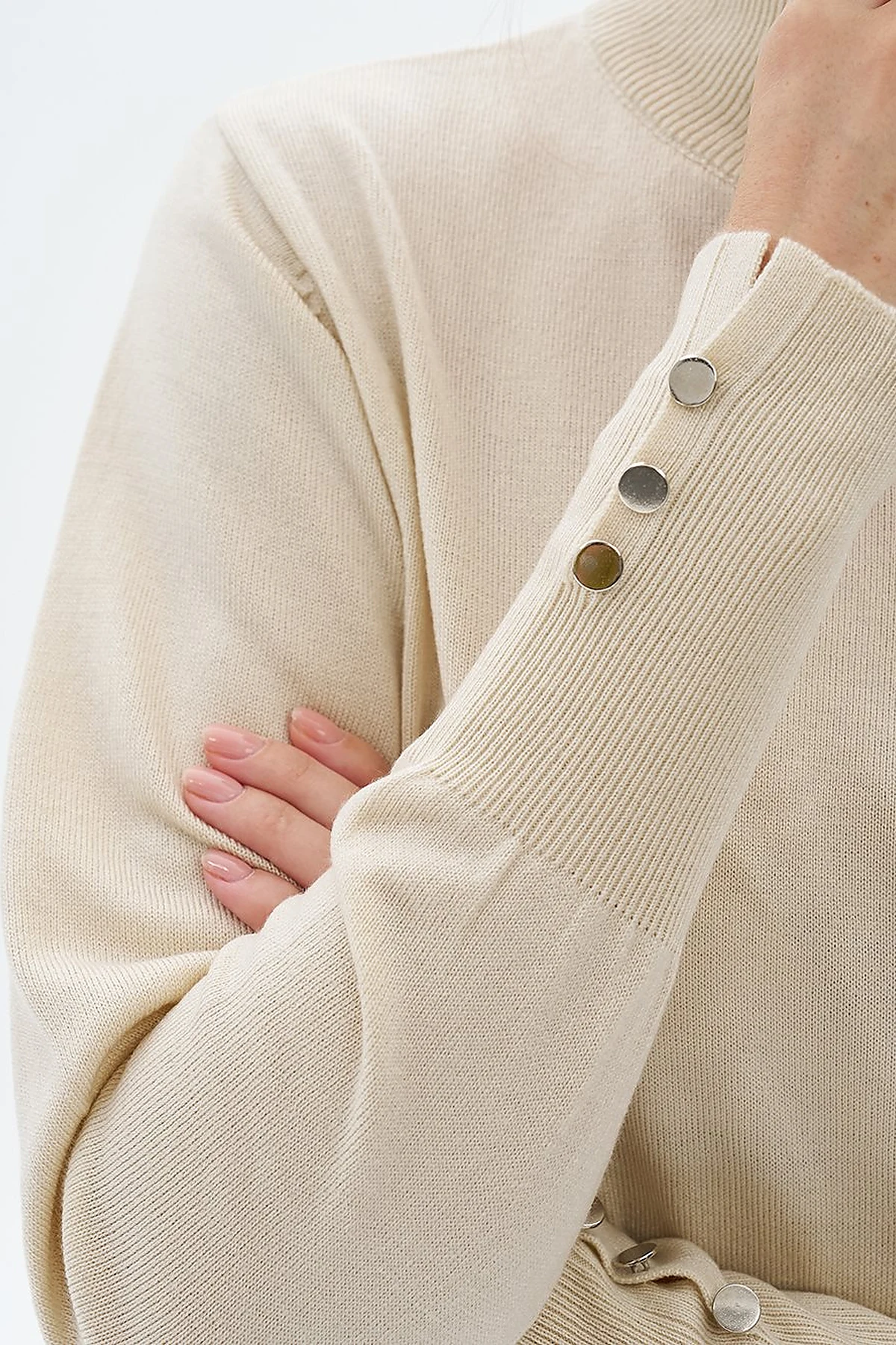 Turtleneck Basic Knitwear Tunic Cream