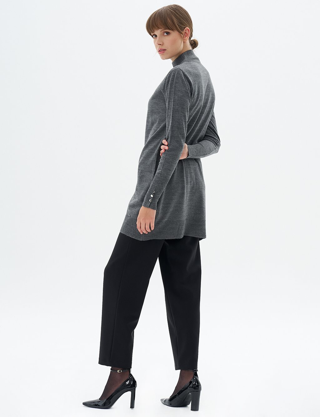 Turtleneck Basic Knitwear Tunic Anthracite