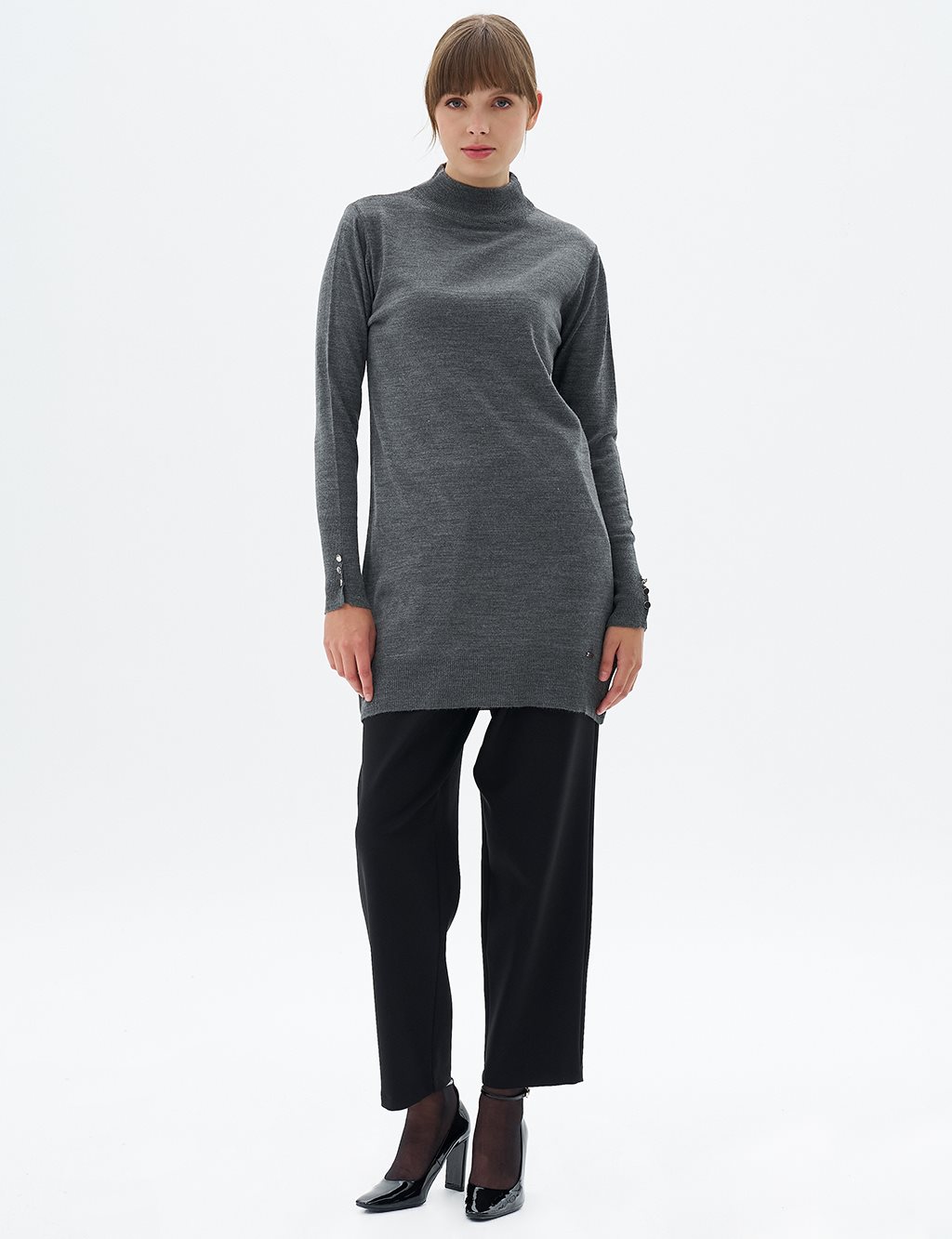 Turtleneck Basic Knitwear Tunic Anthracite