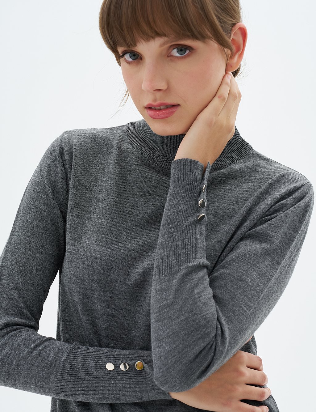 Turtleneck Basic Knitwear Tunic Anthracite