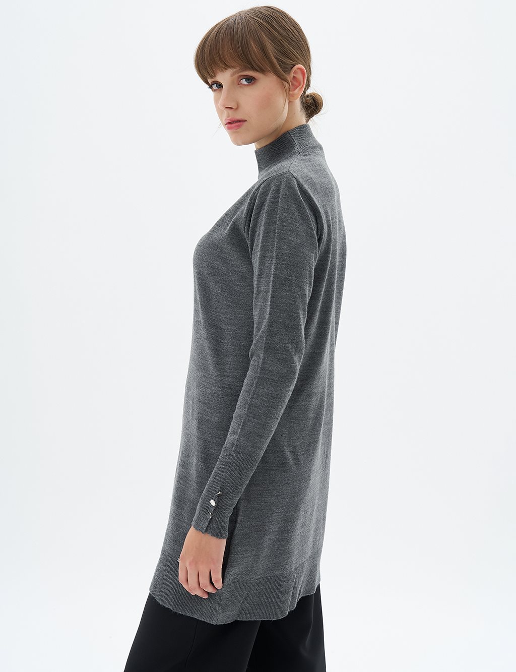 Turtleneck Basic Knitwear Tunic Anthracite