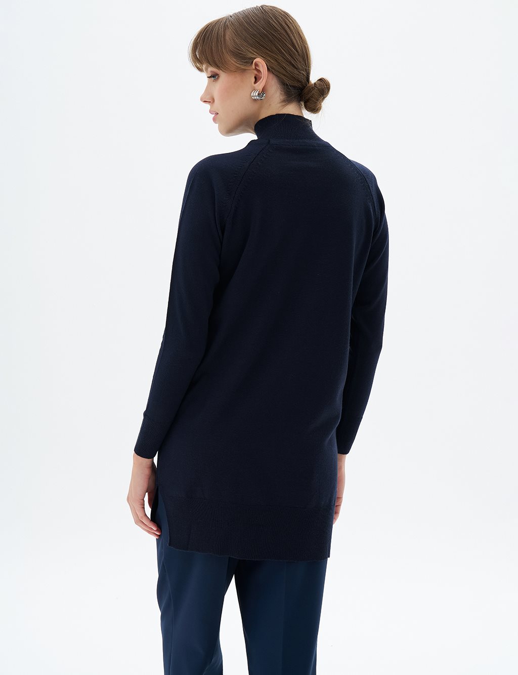 Half Turtleneck Knitwear Tunic Navy Blue