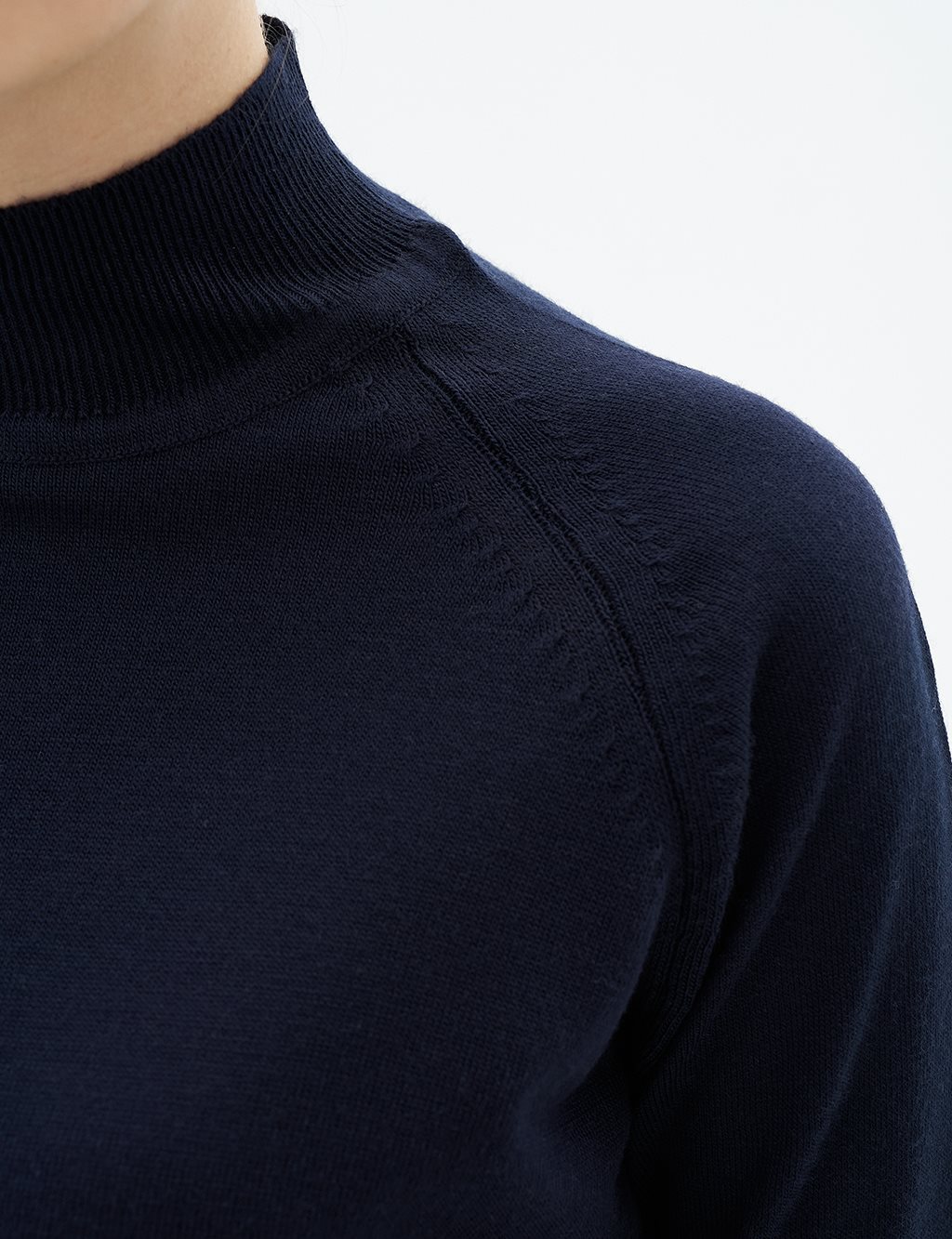 Half Turtleneck Knitwear Tunic Navy Blue