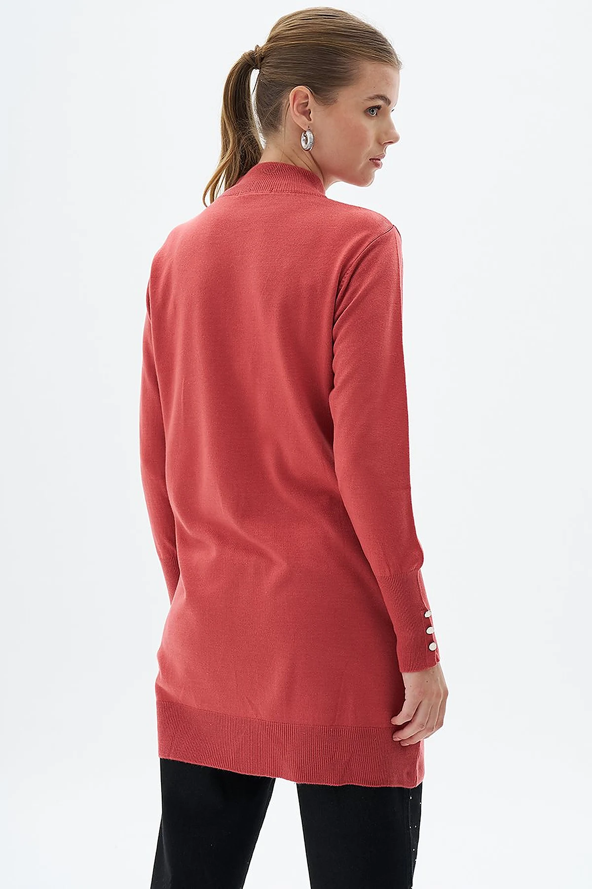 Turtleneck Basic Knitwear Tunic Dusty Rose