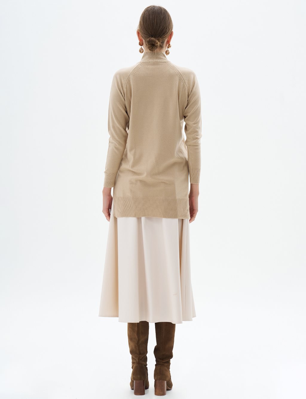 Half Turtleneck Knitwear Tunic Cream