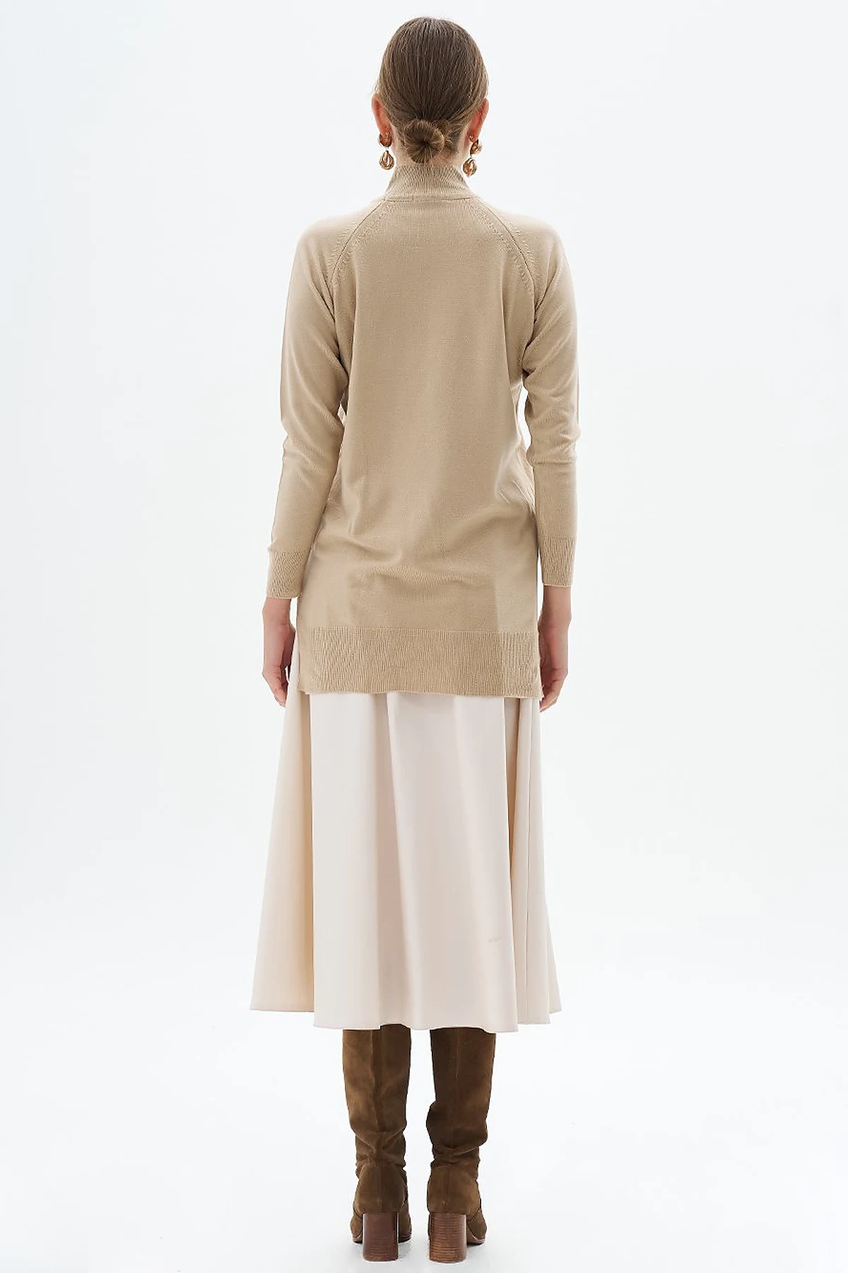 Half Turtleneck Knit Tunic Cream