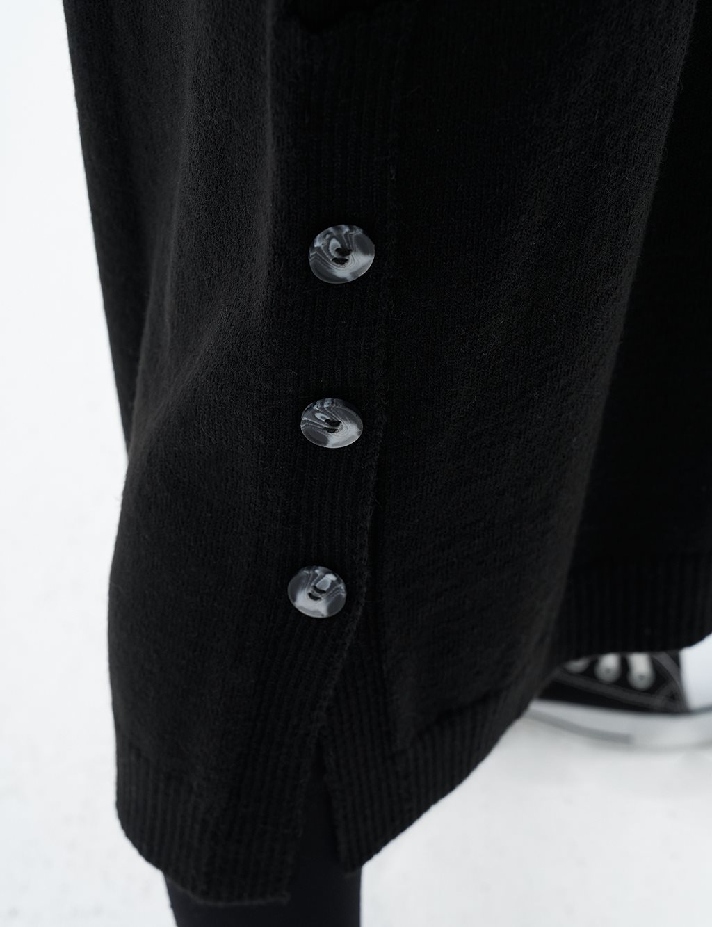 Button Detailed Knit Dress Navy Blue