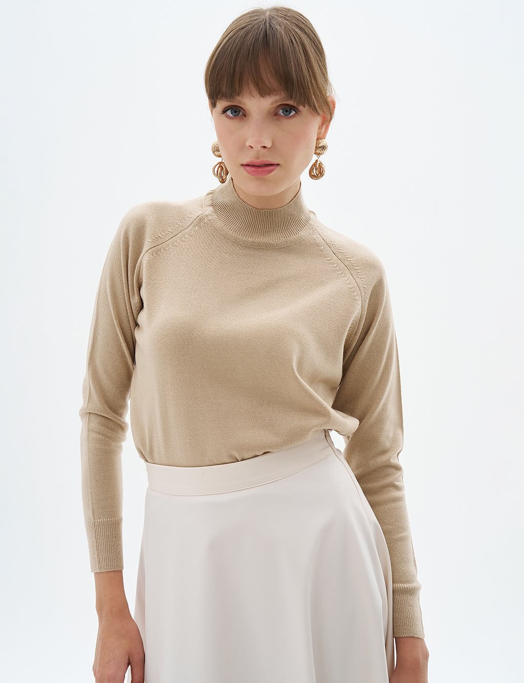 Half Turtleneck Knitwear Tunic Cream