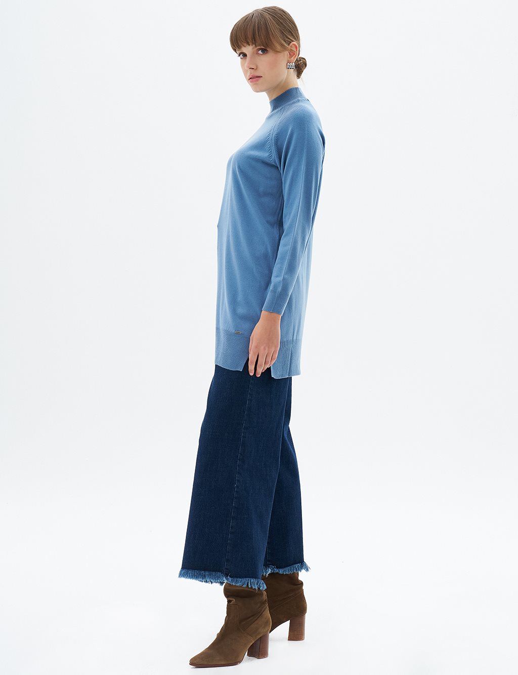 Half Turtleneck Knitwear Tunic Crown Blue