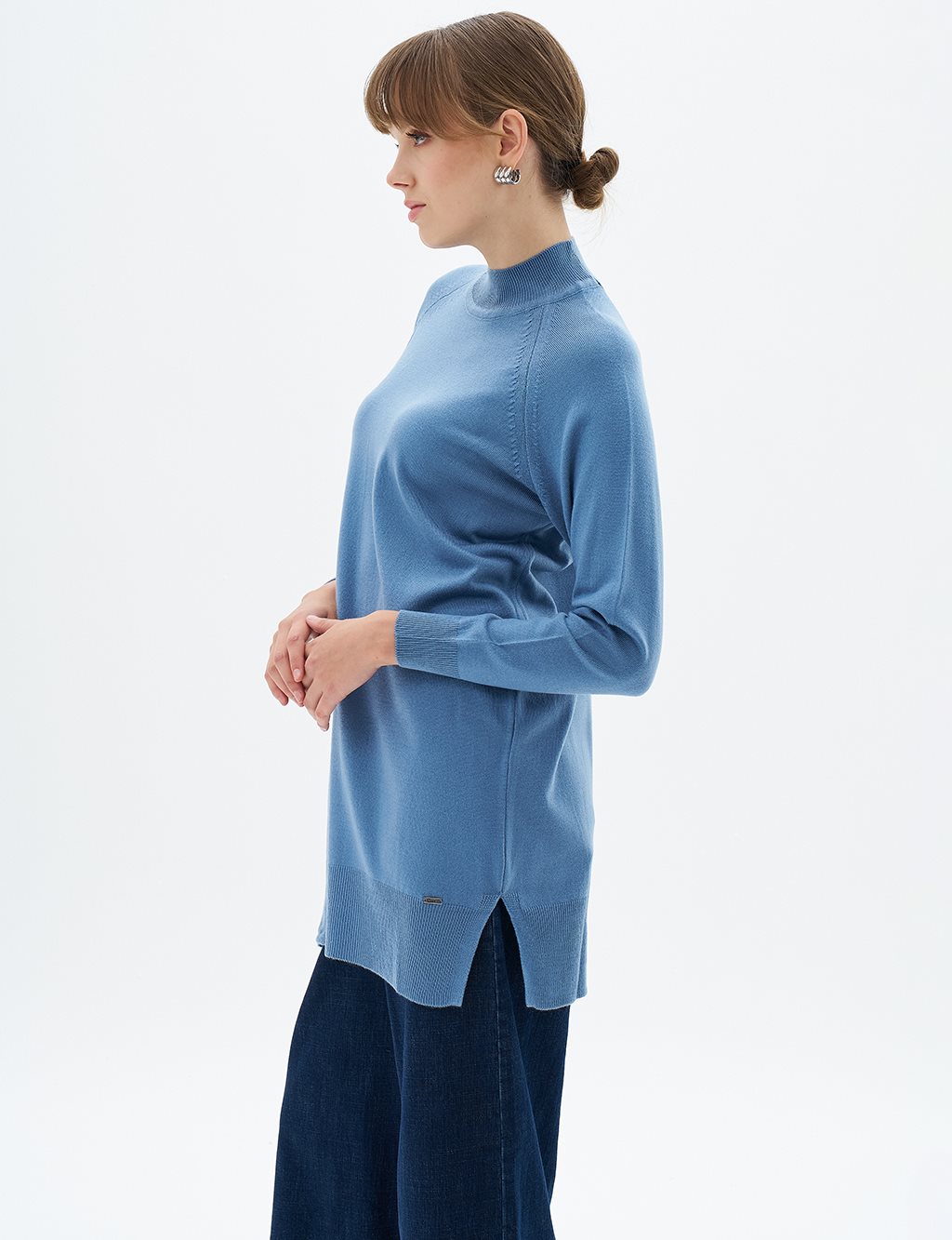 Half Turtleneck Knitwear Tunic Crown Blue