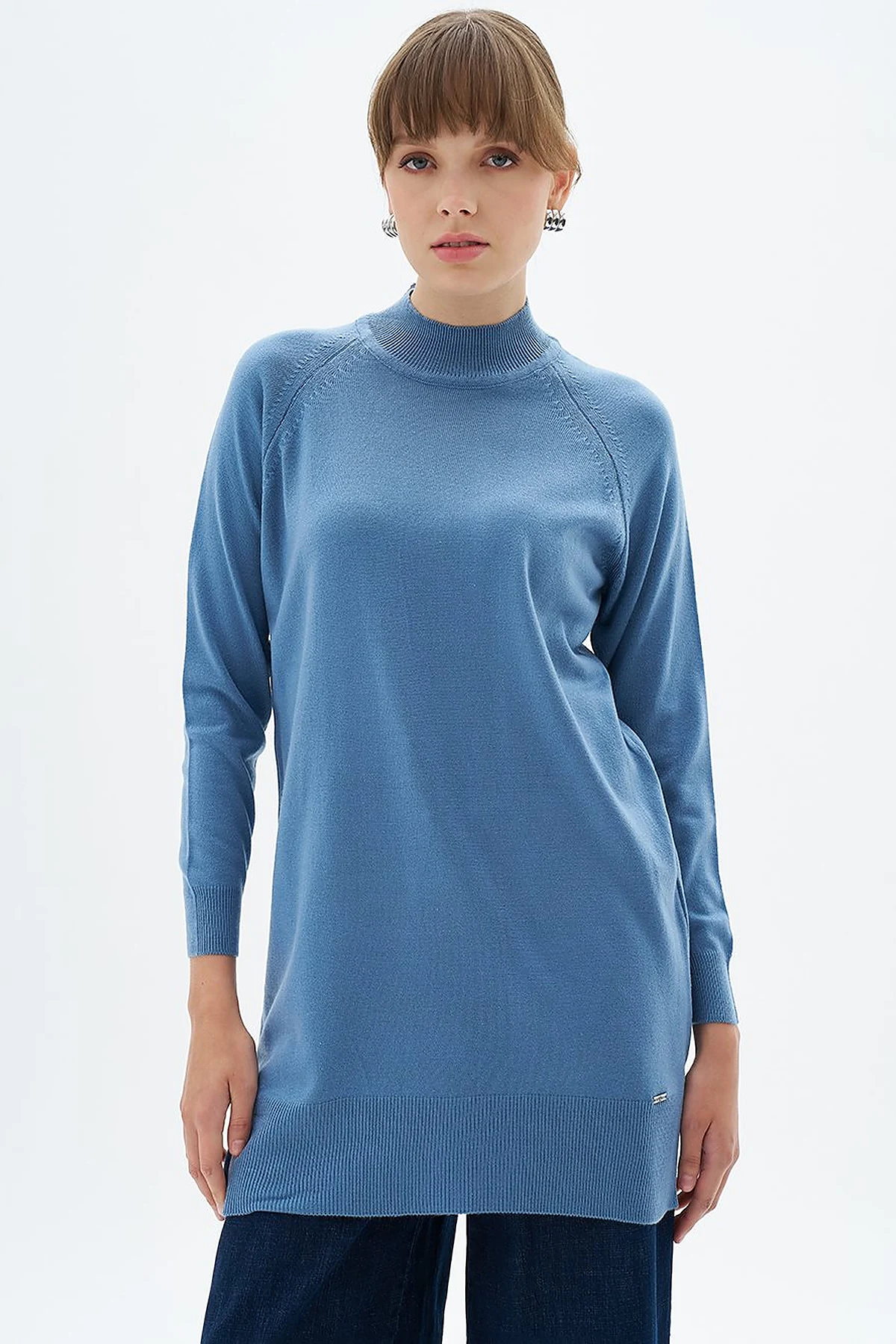 Half Turtleneck Knitwear Tunic Crown Blue