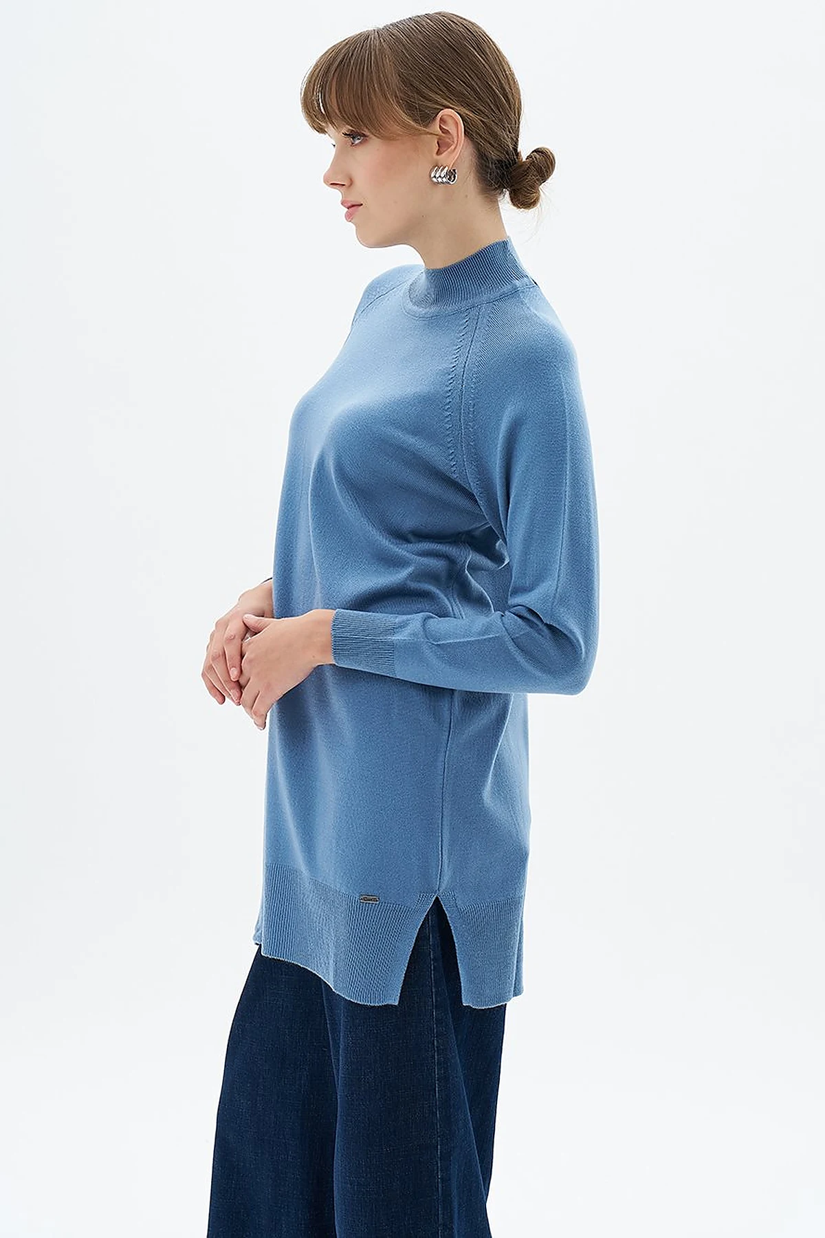 Half Turtleneck Knitwear Tunic Crown Blue