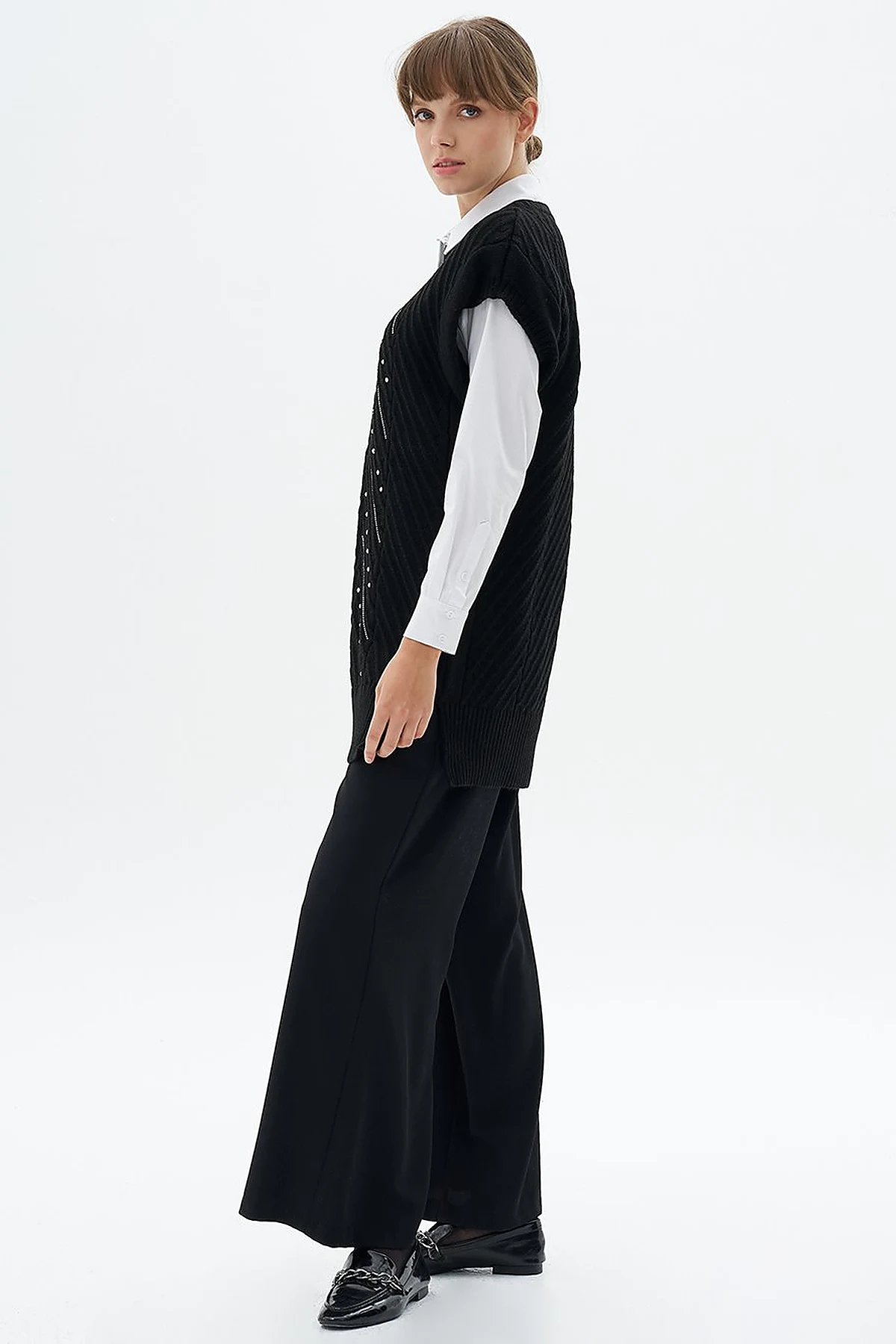 Knit Pattern Knit Sweater Black