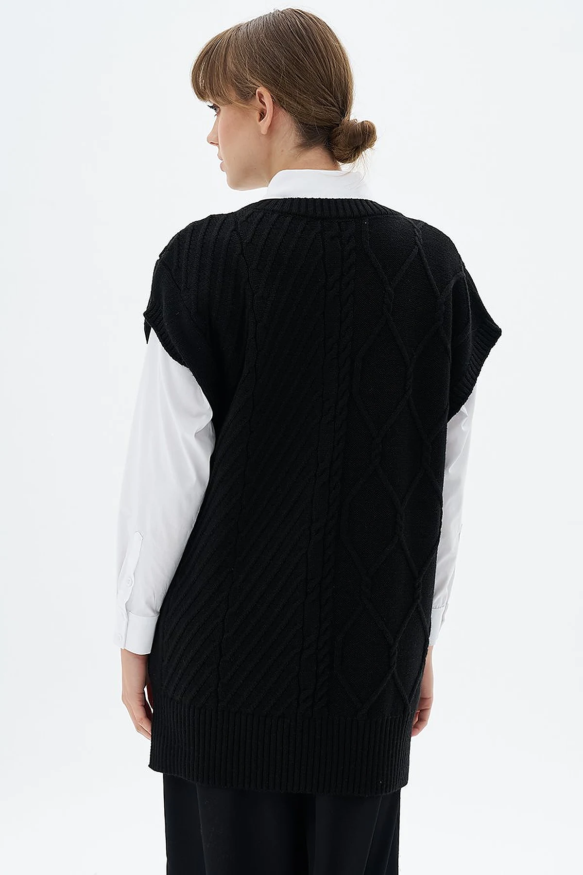 Knit Pattern Knit Sweater Black