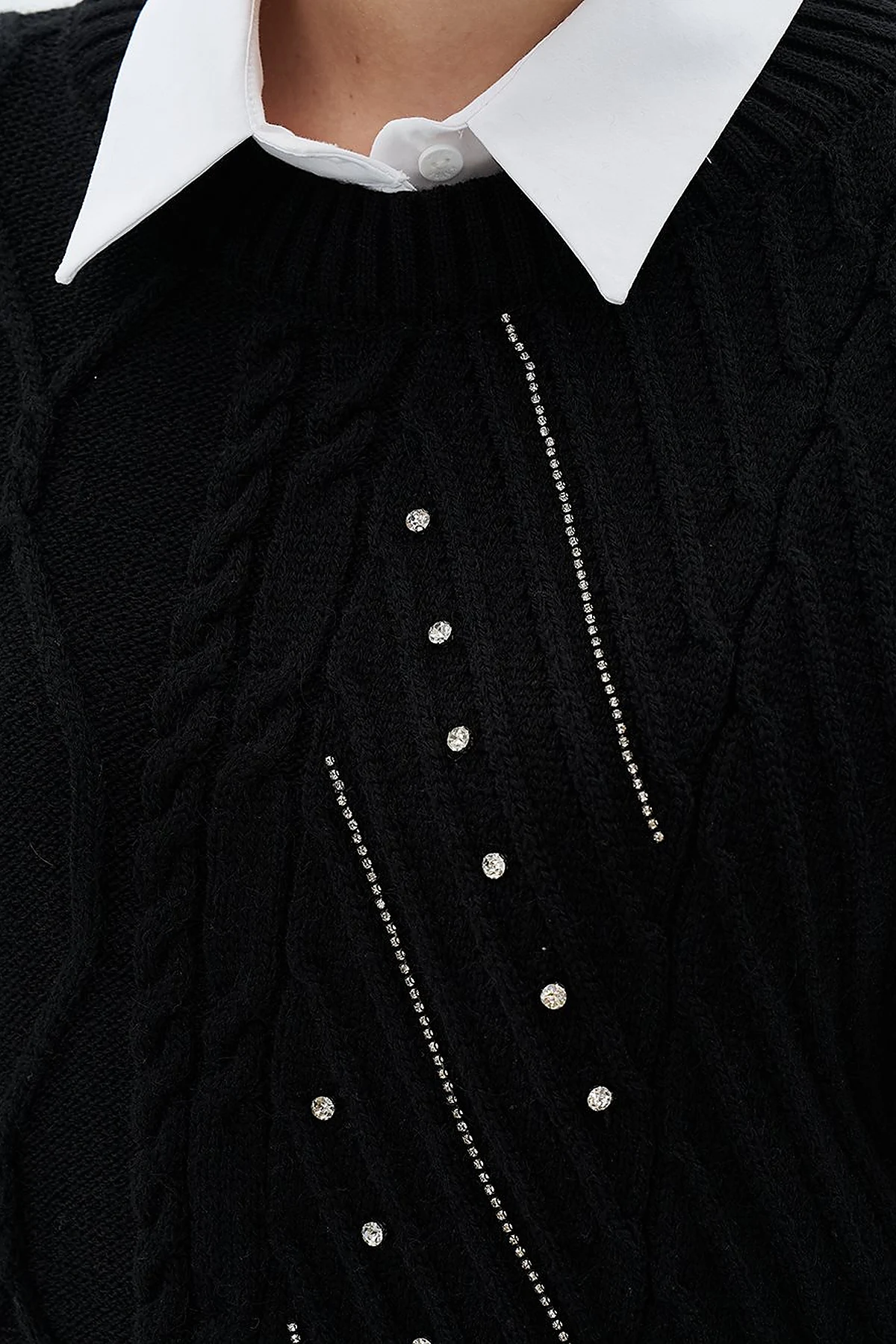 Knit Pattern Knit Sweater Black