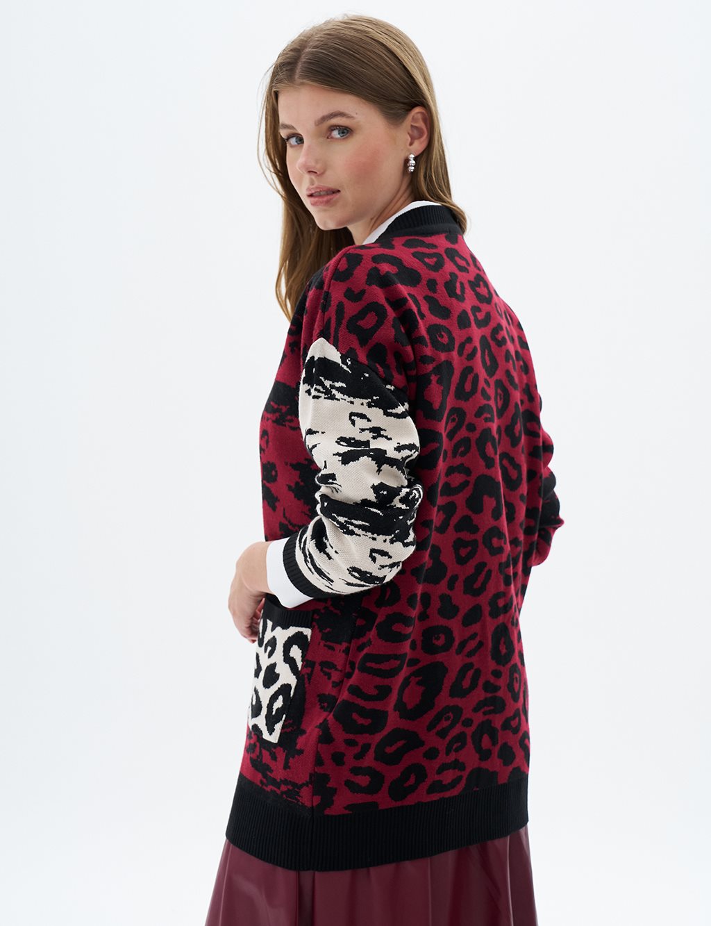 Abstract Patterned Knitwear Cardigan Black